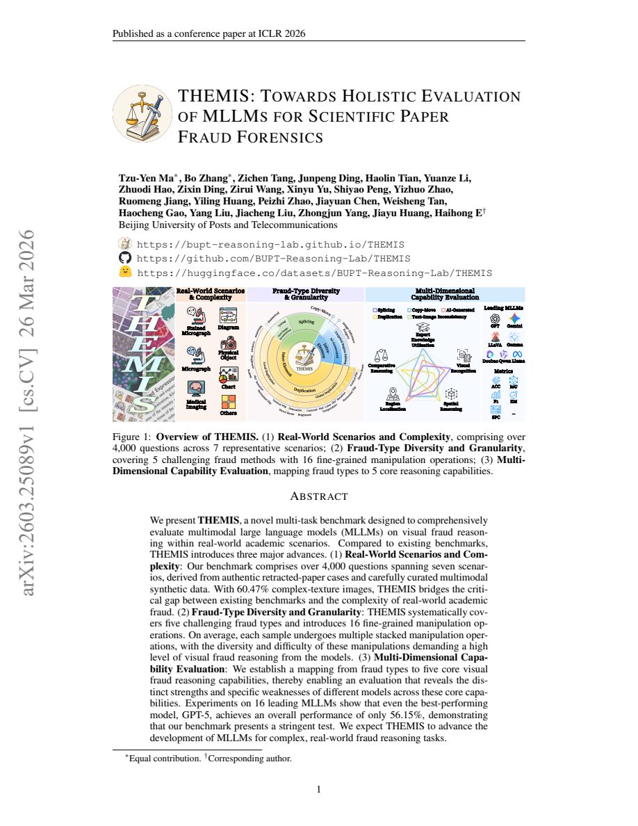 THEMIS: Towards Holistic Evaluation of MLLMs for Scientific Paper Fraud Forensics 论文首页